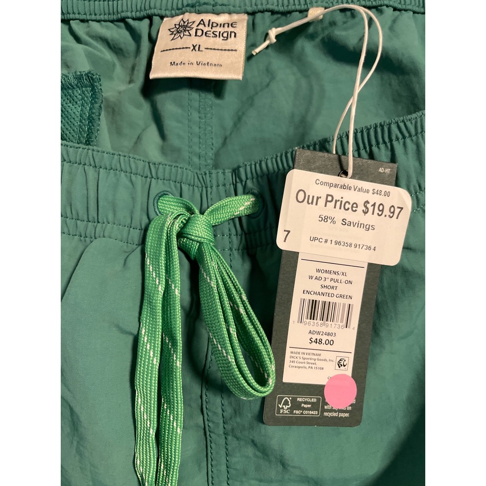 Alpine Design Womens XL 3 Inch Pull-On Shorts Enchanted Green Mid-Rise ADW24803 - Picture 7 of 7